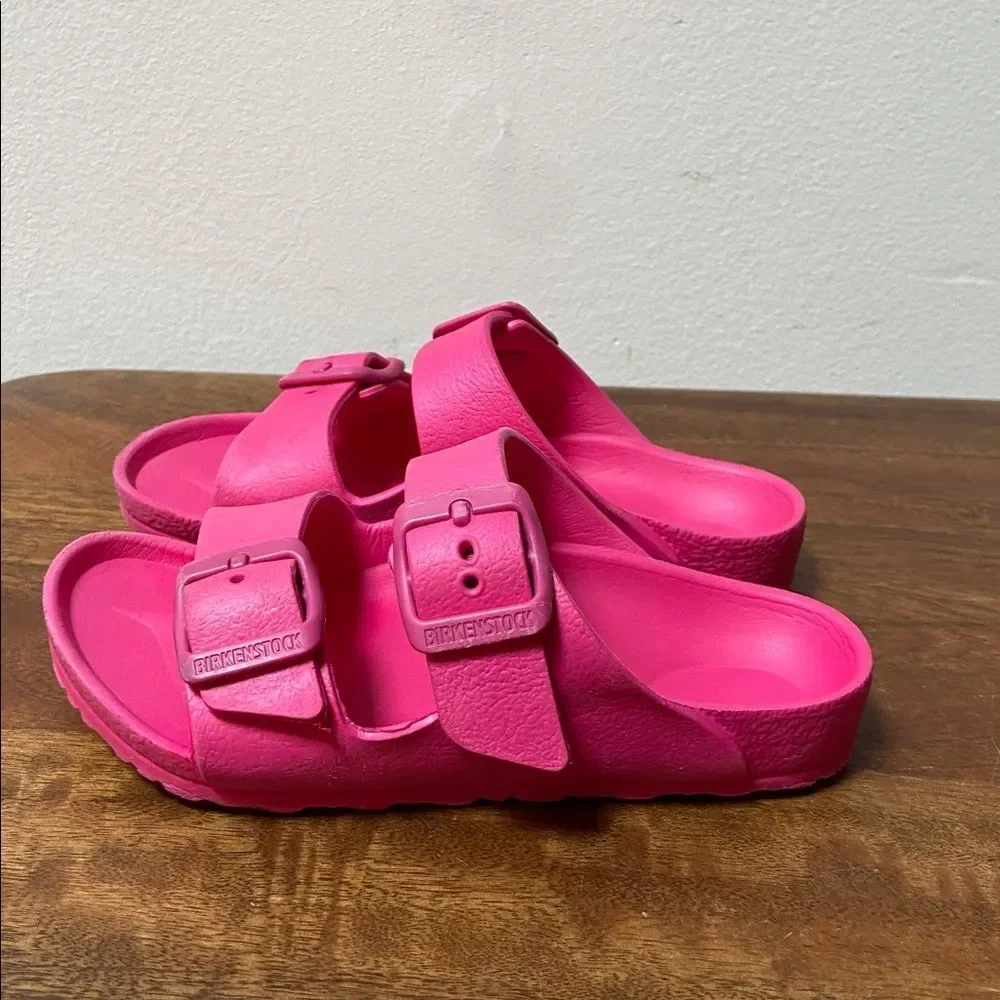 Birkenstock Kids Hot Pink Double Buckle Slides